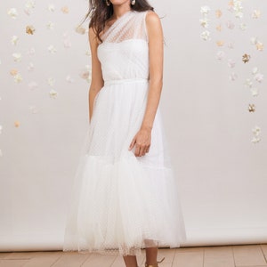 Dreamy bohemian one shoulder tulle wedding dress, romantic, whimsical and perfect for the free spirited bride image 10