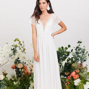 Simple boho wedding dress, comfortable and effortlessly beautiful lace wedding dress, beach wedding dress, garden wedding dress image 7