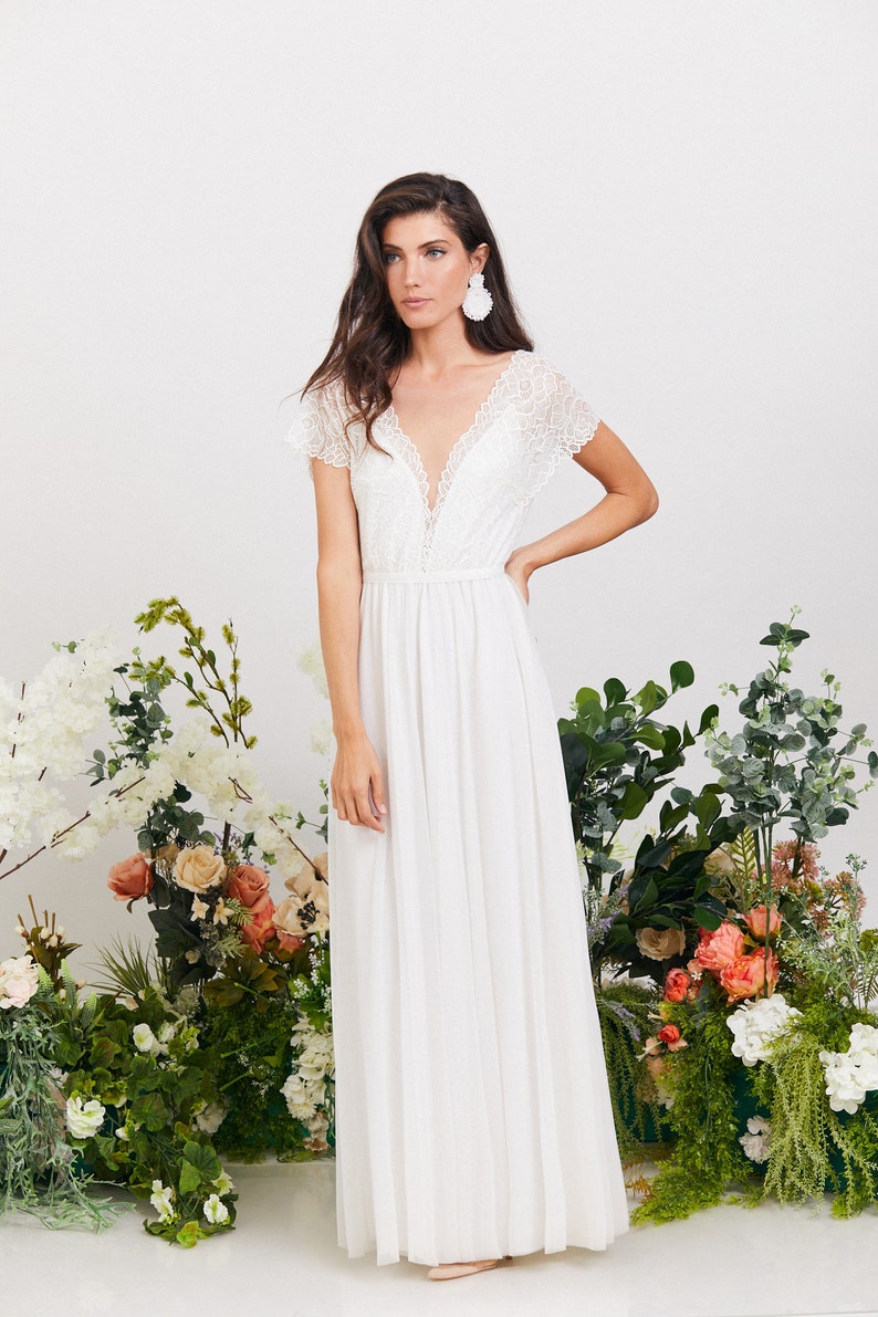 Bohemian lace wedding dress, comfortable and effortlessly beautiful wedding dress, beach wedding dress, garden wedding dress image 7