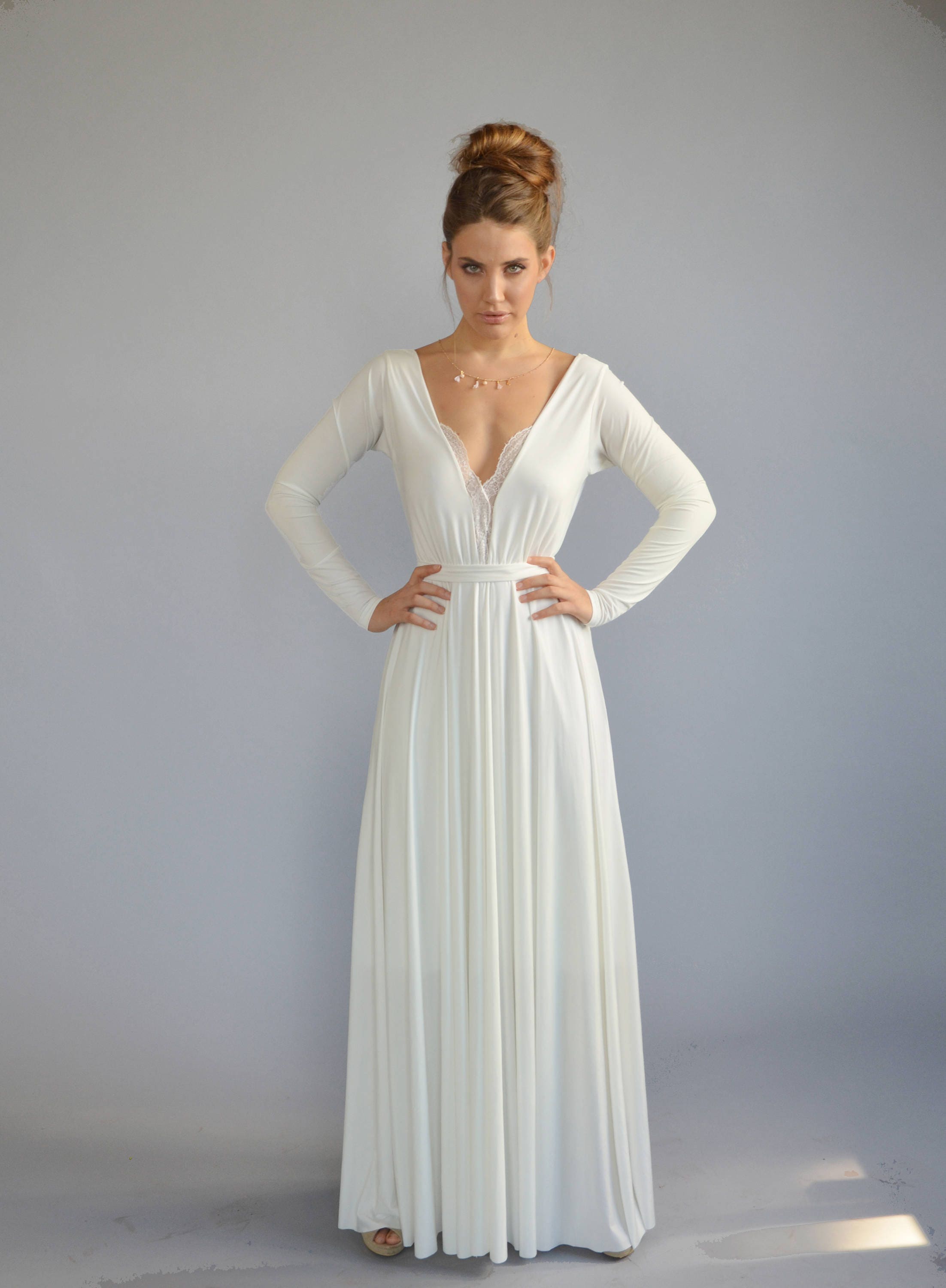Simple Wedding Dress Lace Wedding Dress Long Sleeves Wedding - Etsy