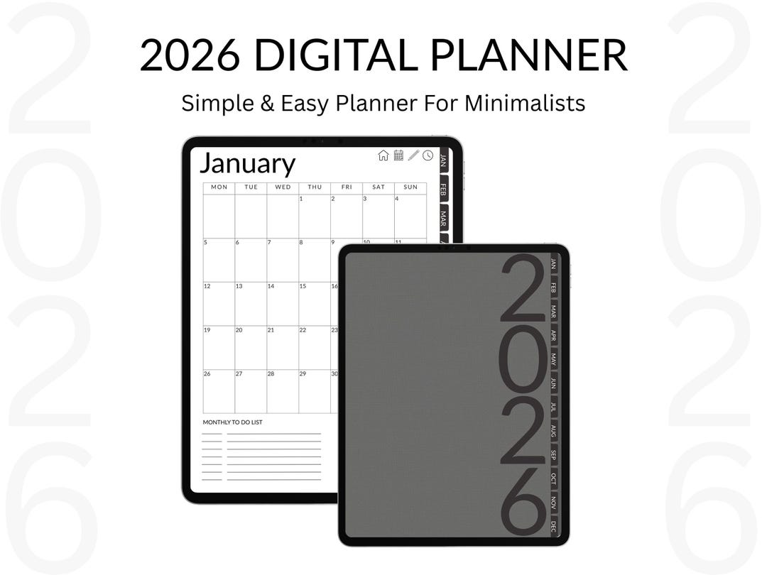 2026 Simple Digital Planner for iPad | Minimalist Goodnotes Daily ...