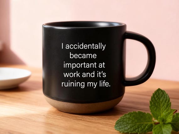 Funny Sarcastic Work Mug: I Accidentally Became Important