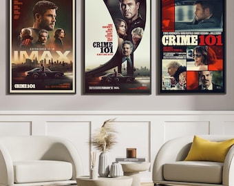 Crime 101 Movie Poster, Classic Movie Art, Fantasy Movie Print, Film Lover Gift, Canvas Poster, Home Decor