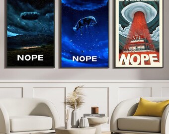 Nope Movie Poster, Classic Movie Art, Fantasy Movie Print, Film Lover Gift, Canvas Poster, Home Decor