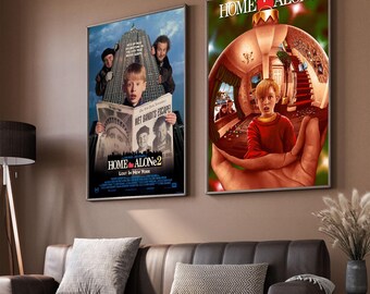 Home Alone Movie Poster, Classic Movie Art, Fantasy Movie Print, Film Lover Gift, Canvas Poster, Home Decor