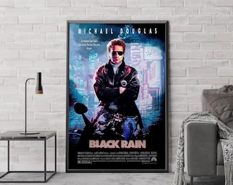 Black Rain Movie Poster, Classic Movie Art, Fantasy Movie Print, Film Lover Gift, Canvas Poster, Home Decor