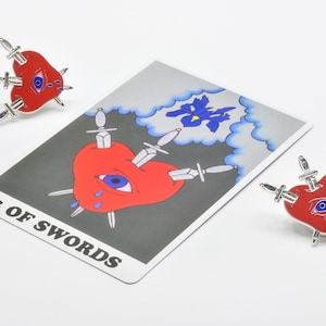 3 of Swords- Rainbow Heart Tarot Hard Enamel Pin