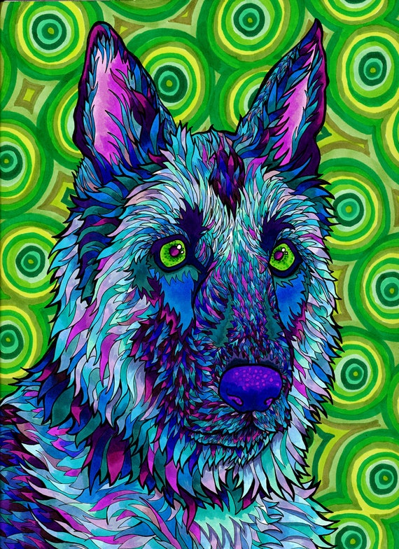 Shepherdelic Print Trippy Psychedelic German Shepherd Dog ... Shepherdelic Print Trippy Psychedelic German Shepherd Dog ...
