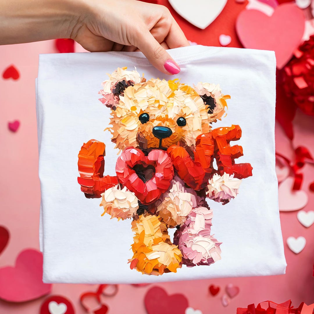 Valentine Teddy Bear PNG Brushstroke Love Valentines Day Png Hand ...