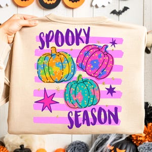 Spooky Season PNG Preppy Pumpkin PNG Striped Fall Sublimation Designs Girly Halloween Shirt PNG Trendy Summerween Boutique Png