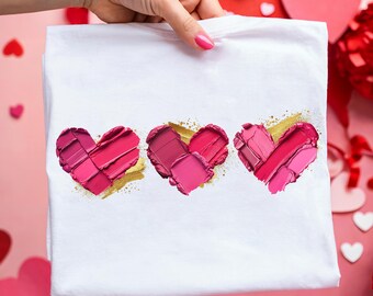 Corazón de San Valentín PNG Pincelada de San Valentín con purpurina PNG Día de San Valentín preppy PNG Camiseta de San Valentín coqueta PNG Diseños de sublimación XoXo Vday