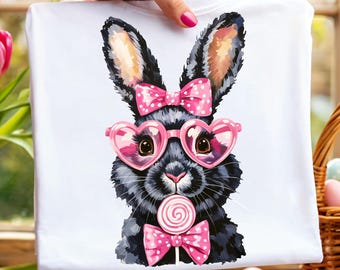 Retro Easter Bunny PNG Happy Easter PNG Funny Bunny Coquette Bow PNG Preppy Girls Spring Shirt Png Kids Easter Sublimation Dtf Designs