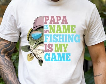 Peixe PNG Pesca Pai PNG Camisa Engraçada de Pescador PNG Desenhos de Sublimação de Peixes Pesca de Robalo Design de Presente para o Dia dos Pais Download Digital de Camisa para Pai
