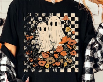 Fantasma de otoño de Halloween PNG, camiseta retro de Halloween PNG, fantasma floral PNG, diseño de sublimación de otoño, boho floral otoño PNG, vibraciones espeluznantes PNG, abucheo PNG