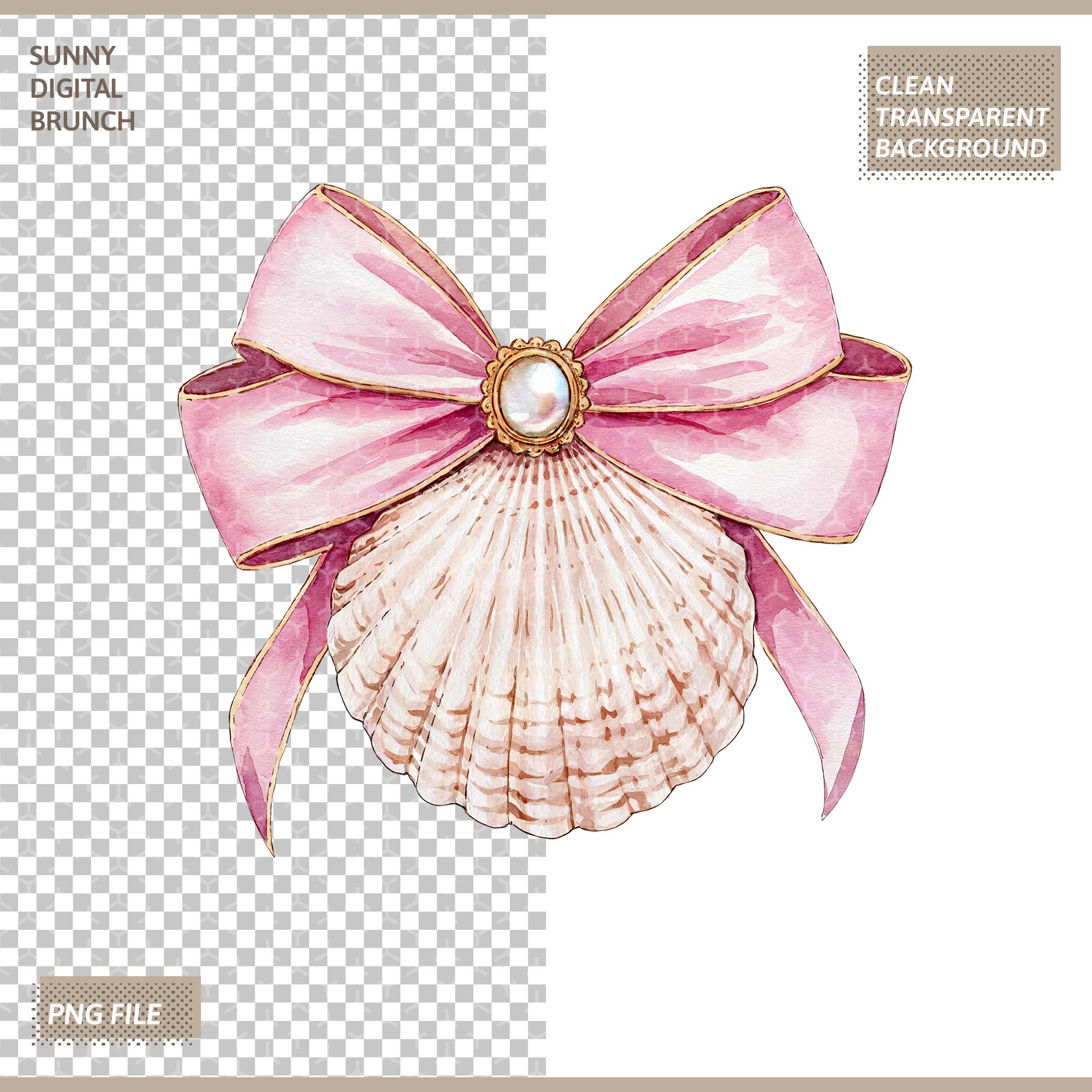 Coquette Seashell PNG Pink Bow Summer Clipart Preppy Aesthetic ...