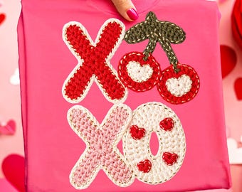 XOXO Garn häkeln Valentine PNG Sublimation Designs Valentineen Day Png Knüpfhaken Garn häkeln Valentine PNG Sublimation Designs Valentine Shirt Png Vday Preppy Love Png