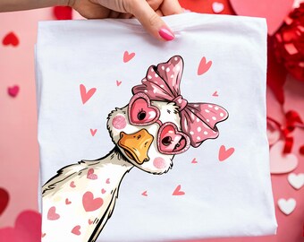 Divertente San Valentino Oca PNG Civettuola San Valentino PNG Sciocco Oca Maglietta di San Valentino PNG Amore San Valentino PNG Disegni di sublimazione Trendy Preppy PNG