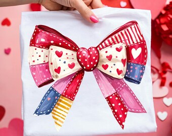 Coquette Bow Heart PNG Valentines Day Png Preppy Valentine Brushstroke PNG Coquette Valentine Shirt Png Trendy Vday PNG Sublimation Designs