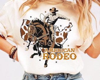 American Rodeo Cowboy PNG Retro Western Cowgirl Rodeo Shirt Cowboy Sublimation Design Western Rodeo Horse Cowboy Country Print Wild West