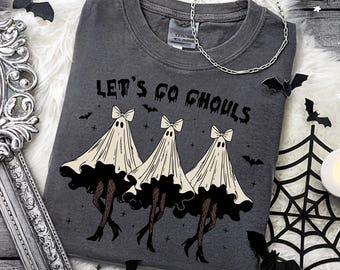 Let's Go Ghouls PNG Funny Halloween Ghost PNG Halloween Girl Shirt PNG Retro Halloween Sublimation Design Girl Ghost Png Spooky Vibes Png