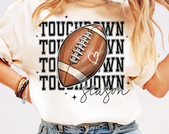 Touchdown-seizoen voetbal png-shirts ontwerp retro voetbalseizoen png American Football png Voetbal moeder sport png-sublimatieshirt png