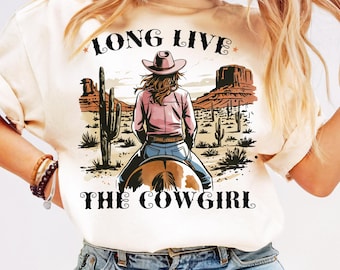 Long Live Cowgirl PNG Retro Trendy Western Design PNG Cowgirl Western Country Mama Sublimation Shirt Wild West Gifts Preppy Western Print