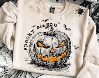 Spooky Season Pumpkin PNG Halloween Fall Shirt PNG Pumpkin Sublimation Design Spooky Vibes PNG Halloween Pumpkin Shirt Retro Halloween Png