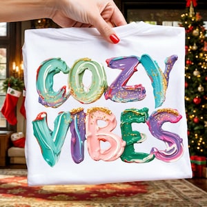Hand Painted Christmas Cozy Vibes PNG Preppy Winter PNG Brushstroke Cozy Season PNG Holiday Shirt Png Girly Christmas Sublimation Designs