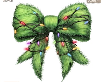 Christmas Bow Png Grinchmas Coquette Bow Png Christmas Lights Bow Christmas Season Png Retro Christmas Shirt Png Girly Christmas Holiday Png