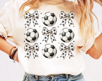 Retro Bow Soccer PNG Coquette Soccer Game Day Shirt Soccer Mom PNG Sport Bow Mama Soccer Design Sublimation Player Soccer Girl Team Gift DTF