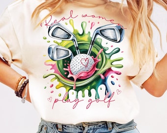 Donne Golf PNG Ragazza Golfista Maglietta da Golf per Signore Mamma Sport Png Design Sublimatico Preppy Regalo per Amante del Golf Giocatore di Golf Giornata del Golf Download Digitale