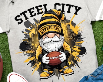 Pittsburgh Game Day Football PNG Steelers Football Shirt PNG Christmas Gnome Football Season PNG Sport Sublimation Design Funny Football Dtf