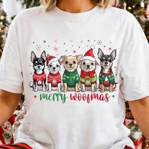 Merry Woofmas Dog Mama PNG Dog Christmas PNG Holiday Pet Dog Lover Design Merry Christmas Sublimation Dog Mom Xmas Shirt PNG Cute Chihuahua