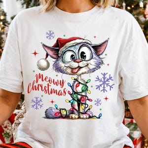 Meowy Christmas PNG Preppy Christmas Cat PNG Funny Christmas Cat Lovers Shirt Winter Sublimation Design Tis the Season Png Cat Mom Xmas Dtf