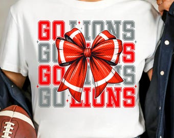 Lions Game Day Mom PNG Sport Coquette Bow PNG Game Season PNG Girl Sport Sublimation Design College Sport Team Png Mama Sport Shirt Png Dtf