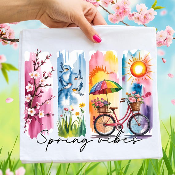 Spring Vibes PNG Flowers Spring Season PNG Hello Spring Shirt PNG Cherry Blossom Inspirational Png Preppy Png Spring Sublimation Designs Dtf