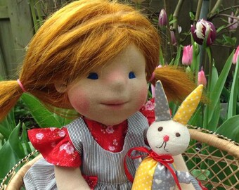 Waldorf Doll Peony - Waldorf inspired doll, Steiner doll, cloth doll,organic waldorf doll