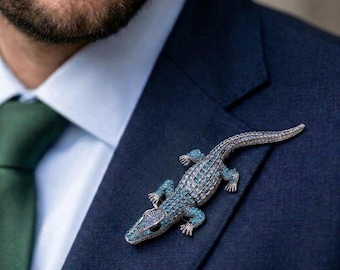 Crocodile/Tiger/Octopus brooches, animal pocket squares, animal brooches, men's suit pins, men's gifts, birthday gifts