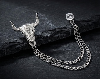 Silberne Kuh Brosche, Silber Kuh Anstecknadel, Quaste Stil, Herren Brosche, Anzug Accessoire, Hemdknopf, Herren Accessoire, Geburtstagsgeschenk