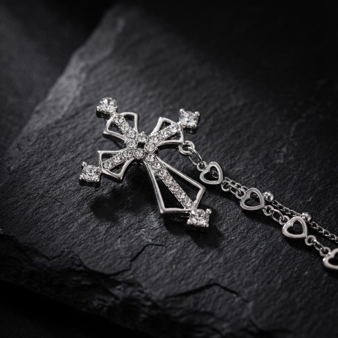 アクセサリー Garni/Silver Vintage Cross PD Silver Vintage Cross Lapel Pin,rhinestone and Crystal Brooch,lapel