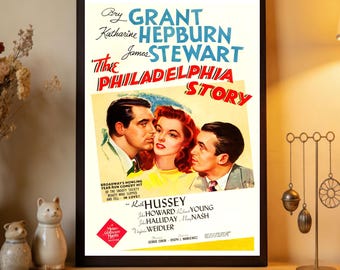Locandina del film "The Philadelphia Story", stampa su tela di alta qualità, decorazione per la casa, arte da parete, oggetto da collezione per appassionati di cinema.