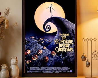 Locandina del film Nightmare Before Christmas, stampa su tela di alta qualità, decorazione per la casa, arte da parete, oggetto da collezione per appassionati di cinema.