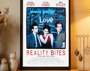 Locandina del film Reality Bites, stampa su tela di alta qualità, decorazione per la casa, arte da parete, oggetto da collezione per appassionati di cinema.