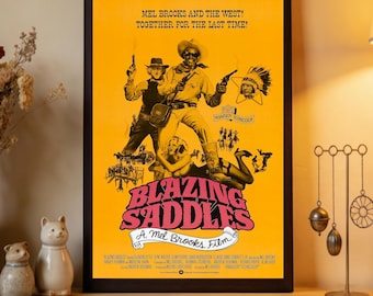 Locandina del film Blazing Saddles, stampa su tela di alta qualità, decorazione per la casa, arte da parete, oggetto da collezione per appassionati di cinema.