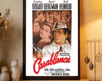 Locandina del film Casablanca, stampa su tela di alta qualità, decorazione per la casa, arte da parete.
