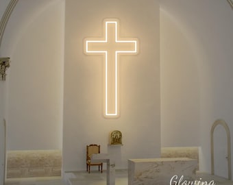 Cross Neon Sign LED Cross Sign Neon Light Neon Cross Light Neon Cross Sign Jesus Neon Sign Cross Jesus Save Faith Neon Wall Art Church Decor
