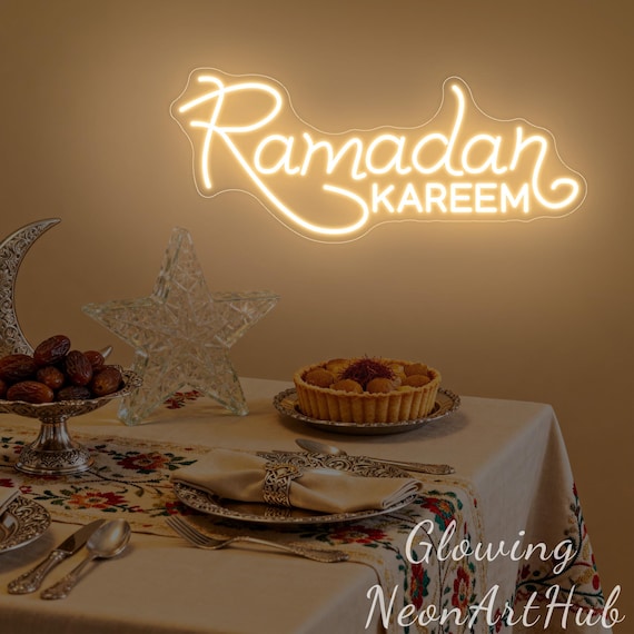 Ramadan Mubarak Neon Sign Custom Eid Mubarak Ramadan Kareem LED Light Islamic Festival Yard Party Decor Ramadan Gift