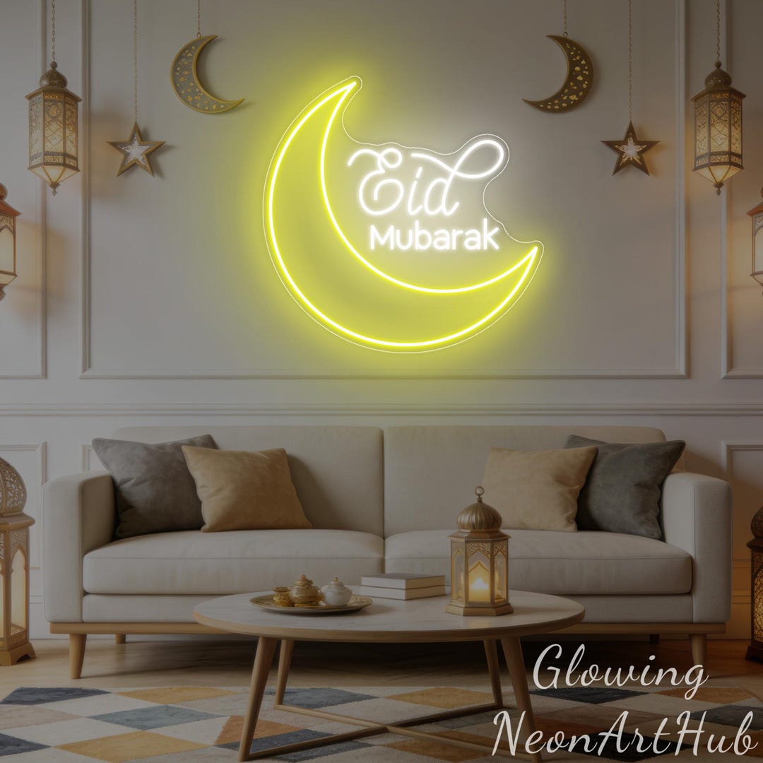Ramadan Mubarak Neon Sign Custom Crescent Moon LED Light Eid Mubarak ...