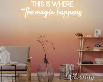 This Is Where The Magic Happens Neon Sign Custom Beauty Salon Decor LED Sign For Beauty Room Hair Salon Skincare Room Decor Salon Gifts