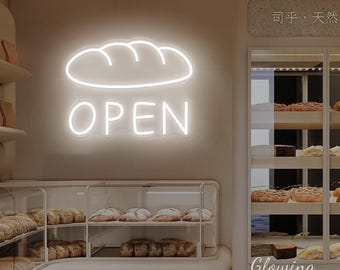Bakery Open Neon Sign Hot Bread LED Decor Bread Dessert Cake Shop Decor Bakery Shop Welcome Sign Christmas Gift
